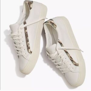Madewell Snakeskin Print White Leather Low Rise Sneakers Size 7 Casual Indie